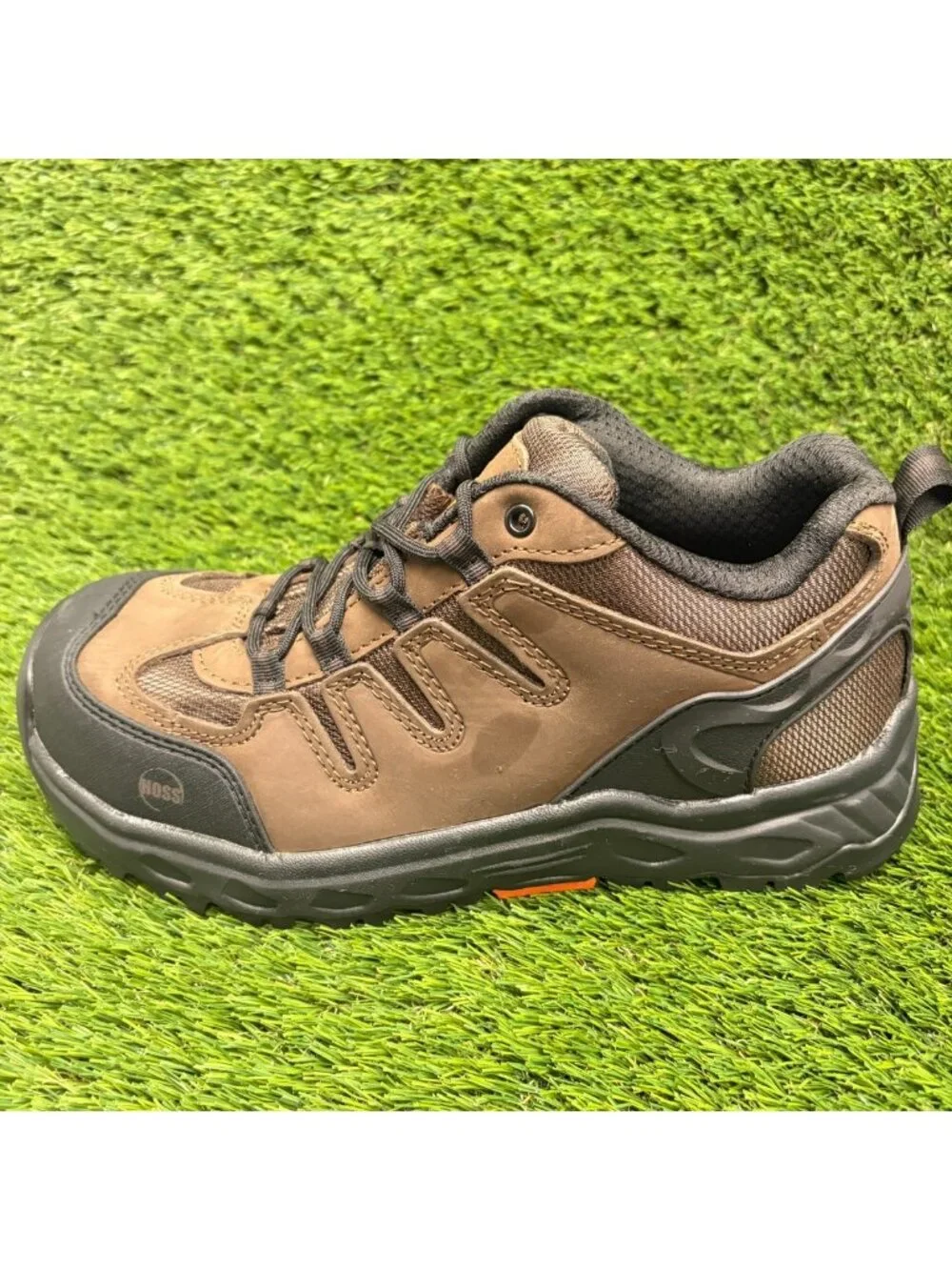 Hoss Eric Low Mens Size 11EE Brown Black Leather Aluminum Toe Work Boots Shoes